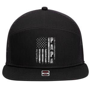 Proud Papa Funny Fathers Day 2024 Gifts Dad America USA flag 7 Panel Mesh Trucker Snapback Hat