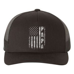 Proud Papa Funny Fathers Day 2024 Gifts Dad America USA flag Yupoong Adult 5-Panel Trucker Hat