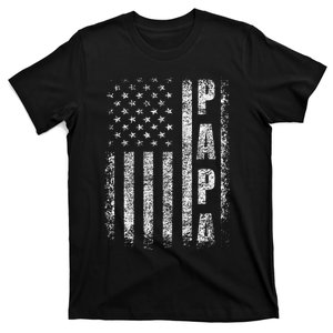 Proud Papa Funny Fathers Day 2024 Gifts Dad America USA flag T-Shirt