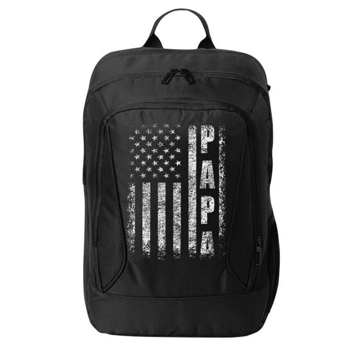 Proud Papa Funny Fathers Day 2024 Gifts Dad America USA flag City Backpack