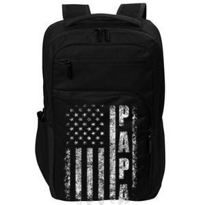 Proud Papa Funny Fathers Day 2024 Gifts Dad America USA flag Impact Tech Backpack