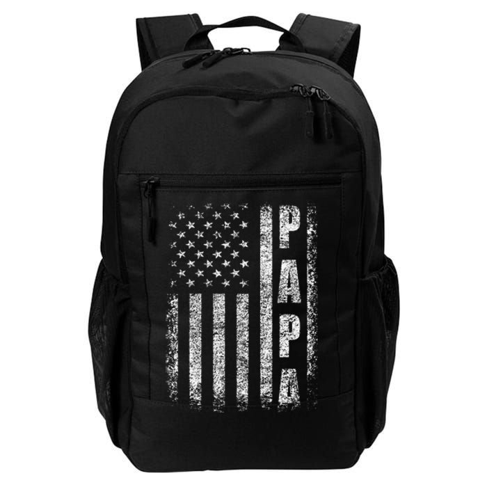 Proud Papa Funny Fathers Day 2024 Gifts Dad America USA flag Daily Commute Backpack