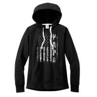 Proud Papa Funny Fathers Day 2024 Gifts Dad America USA flag Women's Fleece Hoodie