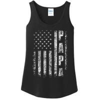 Proud Papa Funny Fathers Day 2024 Gifts Dad America USA flag Ladies Essential Tank