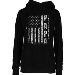 Proud Papa Funny Fathers Day 2024 Gifts Dad America USA flag Womens Funnel Neck Pullover Hood