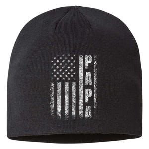 Proud Papa Funny Fathers Day 2024 Gifts Dad America USA flag Sustainable Beanie