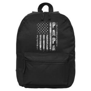 Proud Papa Funny Fathers Day 2024 Gifts Dad America USA flag 16 in Basic Backpack