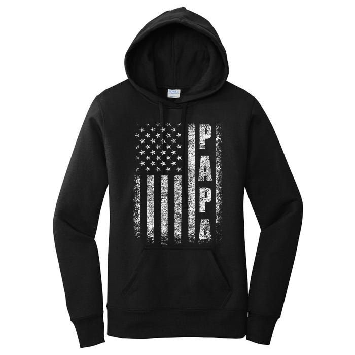 Proud Papa Funny Fathers Day 2024 Gifts Dad America USA flag Women's Pullover Hoodie