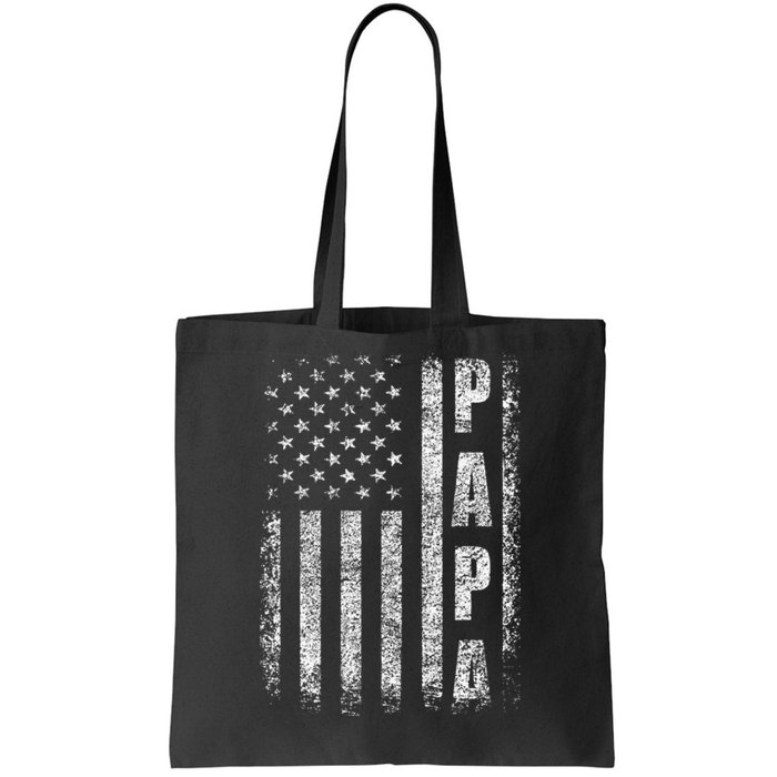 Proud Papa Funny Fathers Day 2024 Gifts Dad America USA flag Tote Bag