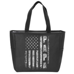 Proud Papa Funny Fathers Day 2024 Gifts Dad America USA flag Zip Tote Bag