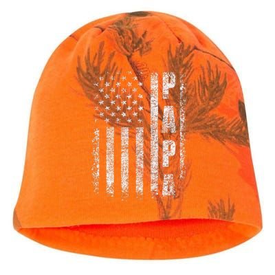 Proud Papa Funny Fathers Day 2024 Gifts Dad America USA flag Kati - Camo Knit Beanie