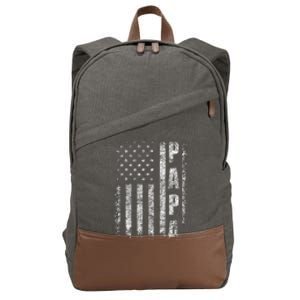 Proud Papa Funny Fathers Day 2024 Gifts Dad America USA flag Cotton Canvas Backpack