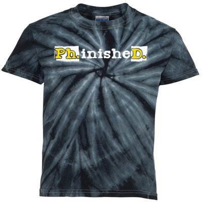 Ph.inisheD. PhD Graduate Ph.D. Graduation Doctorate Degree Kids Tie-Dye T-Shirt