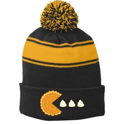 Pumpkin Pie Gamer Thanksgiving Stripe Pom Pom Beanie