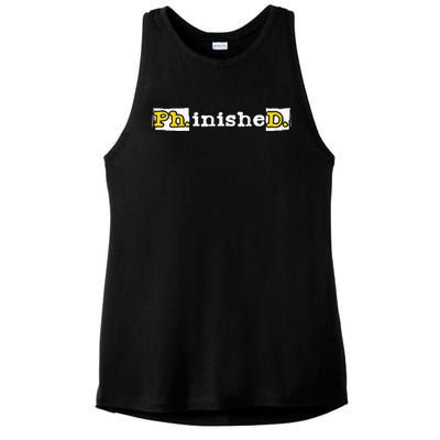 Ph.Inished. Phd Graduate Ph.D. Graduation Doctorate Degree Ladies PosiCharge Tri-Blend Wicking Tank