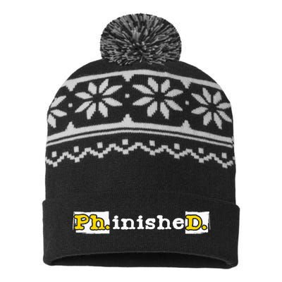 Ph.Inished. Phd Graduate Ph.D. Graduation Doctorate Degree USA-Made Snowflake Beanie