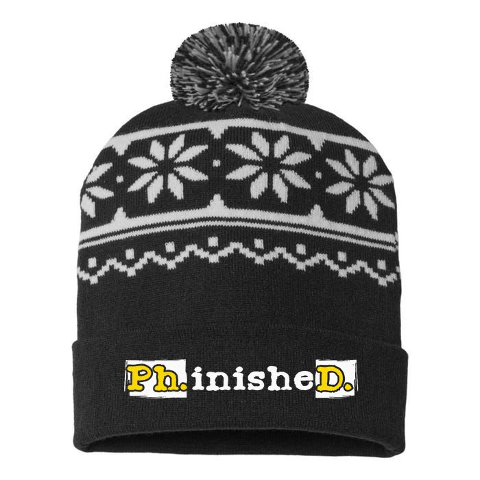 Ph.Inished. Phd Graduate Ph.D. Graduation Doctorate Degree USA-Made Snowflake Beanie