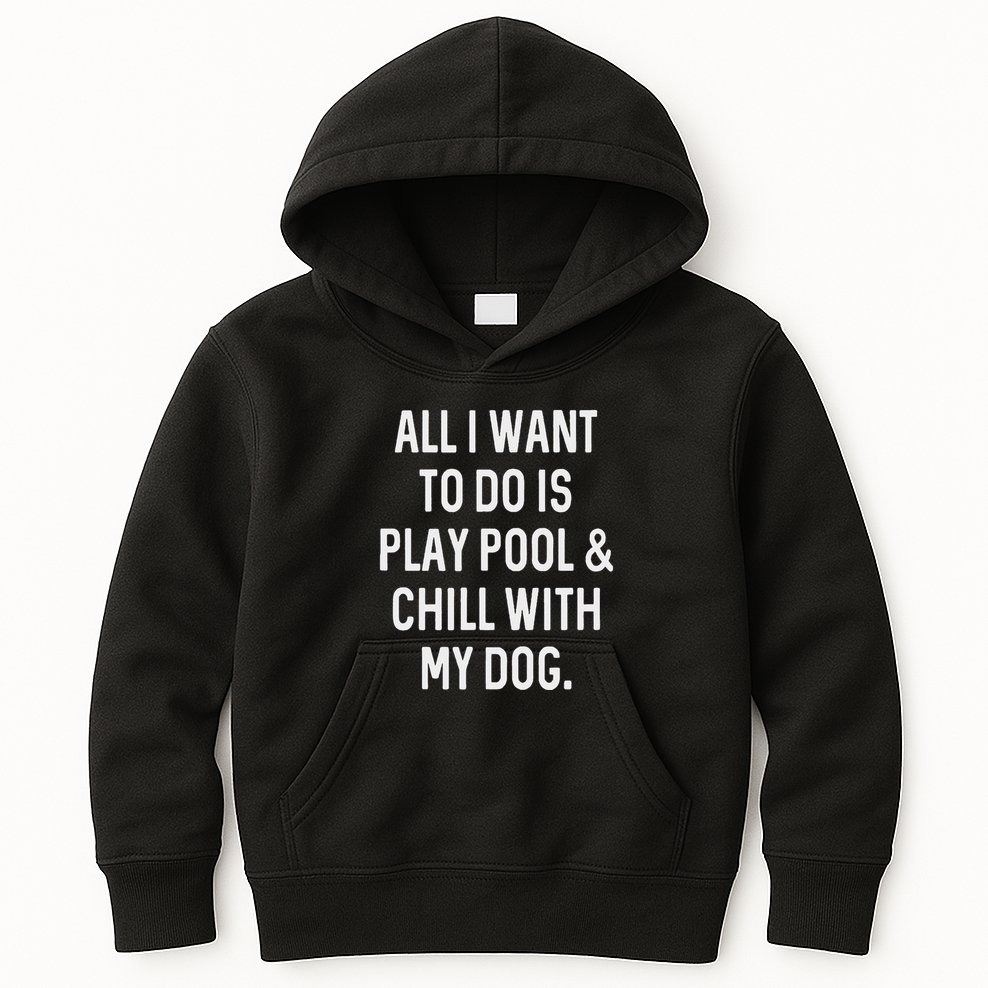Pool Player Gifts Women Chill With Dog Billiards Kids Hoodie