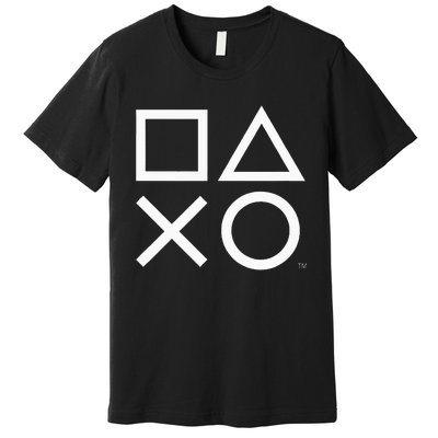 Playstation Ps5 Gamer Controller Icons In Classic White Premium T-Shirt