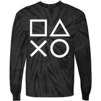 Playstation Ps5 Gamer Controller Icons In Classic White Tie-Dye Long Sleeve Shirt