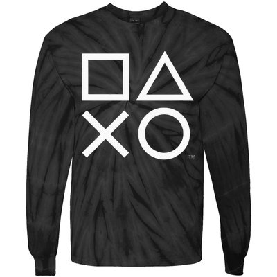 Playstation Ps5 Gamer Controller Icons In Classic White Tie-Dye Long Sleeve Shirt