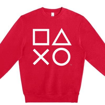 Playstation Ps5 Gamer Controller Icons In Classic White Premium Crewneck Sweatshirt