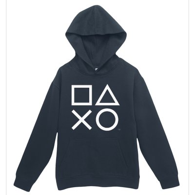 Playstation Ps5 Gamer Controller Icons In Classic White Urban Pullover Hoodie