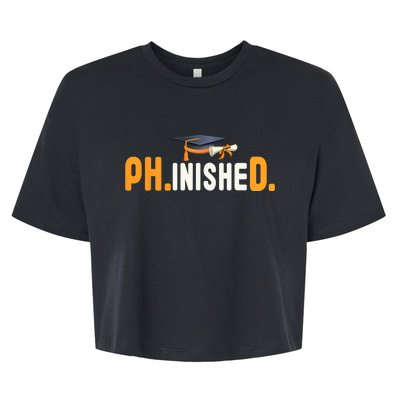 PhD Phinished Graduate Doctorate Degree Graduation Teachers Bella+Canvas Jersey Crop Tee