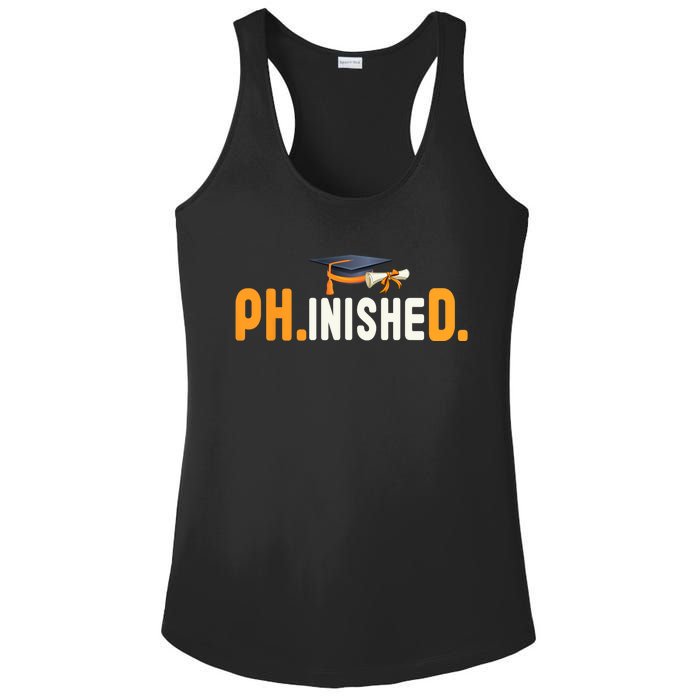 PhD Phinished Graduate Doctorate Degree Graduation Teachers Ladies PosiCharge Competitor Racerback Tank