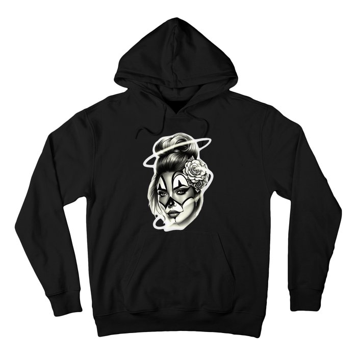 Payasa Pretty Girl X Chicano Clown Girl X Rose Blackwork Hoodie