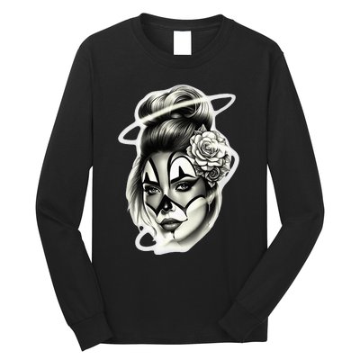 Payasa Pretty Girl X Chicano Clown Girl X Rose Blackwork Long Sleeve Shirt