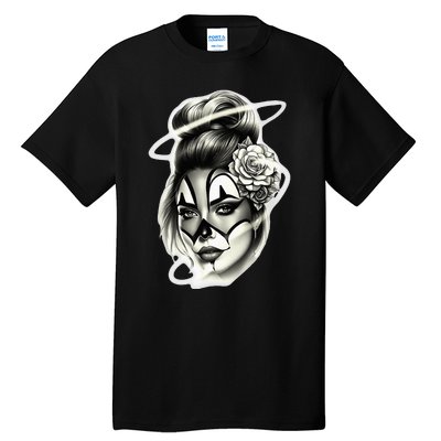 Payasa Pretty Girl X Chicano Clown Girl X Rose Blackwork Tall T-Shirt