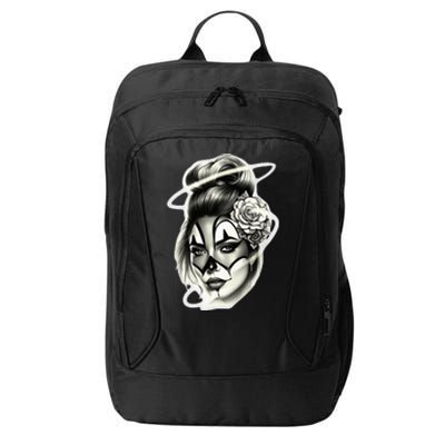 Payasa Pretty Girl X Chicano Clown Girl X Rose Blackwork City Backpack