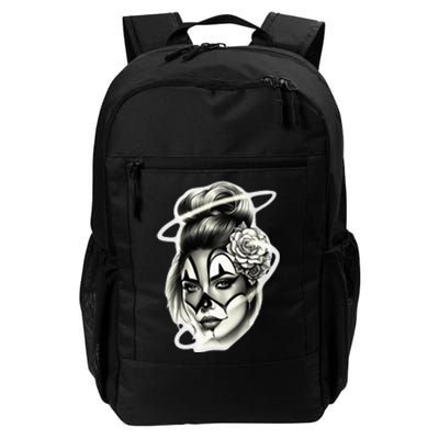 Payasa Pretty Girl X Chicano Clown Girl X Rose Blackwork Daily Commute Backpack