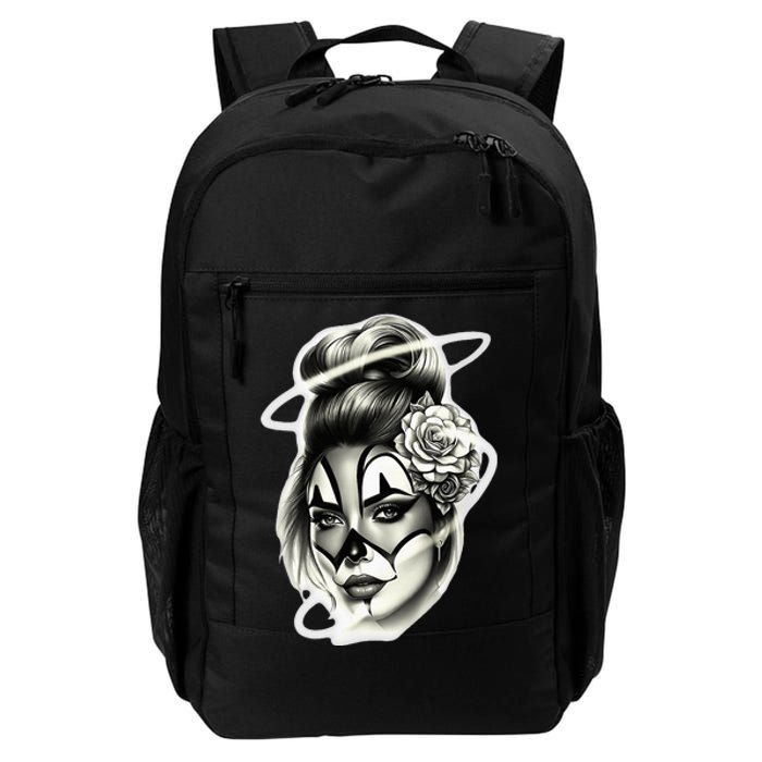 Payasa Pretty Girl X Chicano Clown Girl X Rose Blackwork Daily Commute Backpack