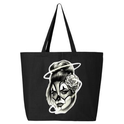 Payasa Pretty Girl X Chicano Clown Girl X Rose Blackwork 25L Jumbo Tote