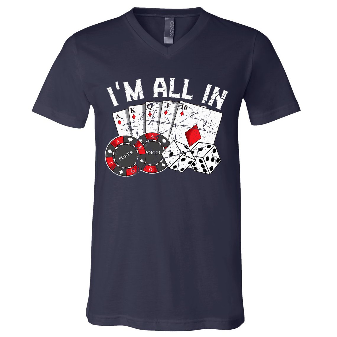 Poker Player Gamble Casino Card Bet Texas Hold Em I'm All In Premium V-Neck T-Shirt