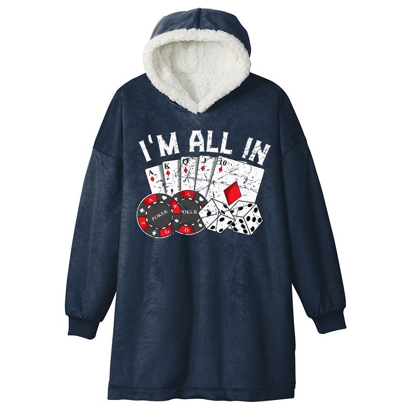 Poker Player Gamble Casino Card Bet Texas Hold Em I'm All In Premium Hooded Wearable Blanket