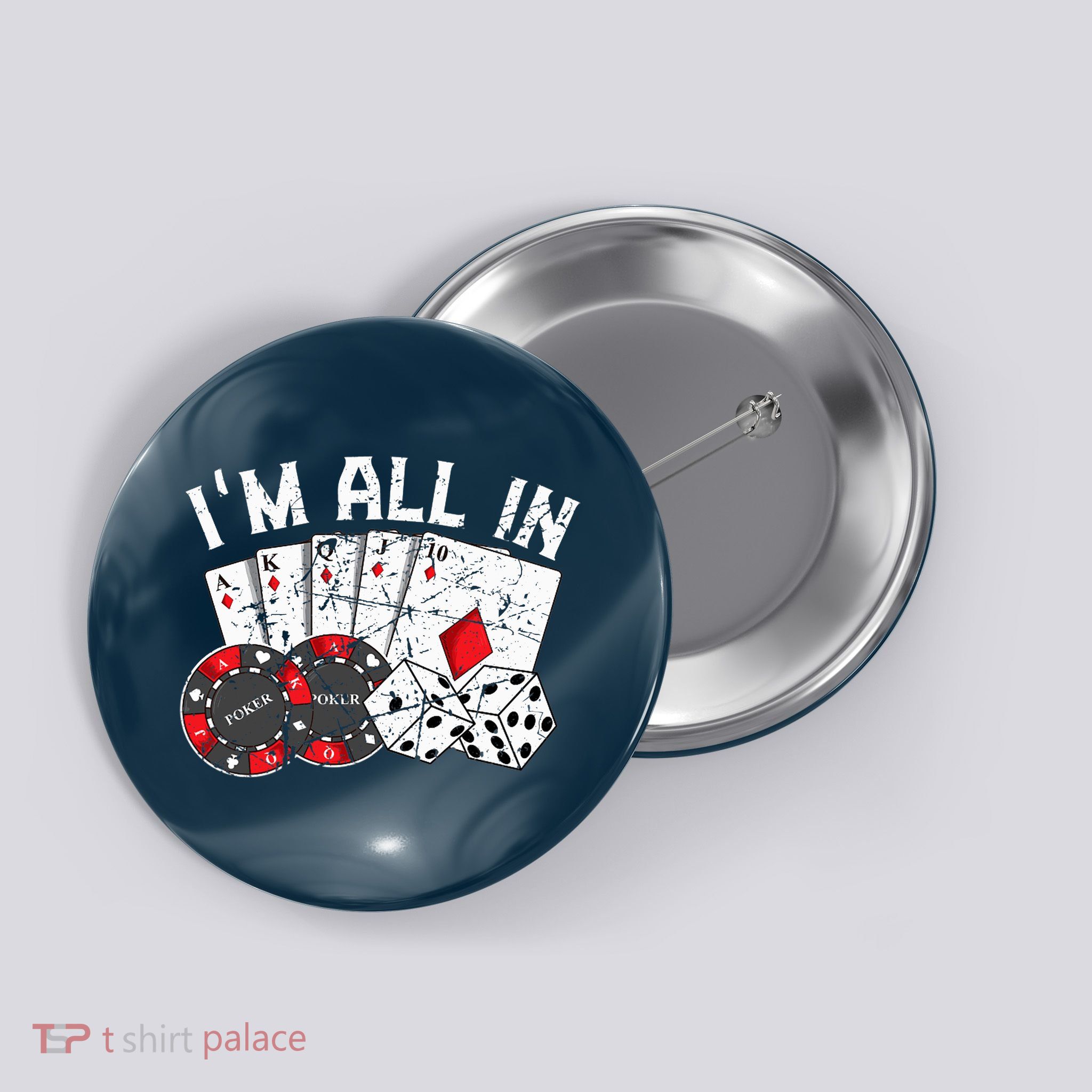 Poker Player Gamble Casino Card Bet Texas Hold Em I'm All In Premium Button