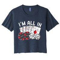 Poker Player Gamble Casino Card Bet Texas Hold Em I'm All In Premium Women's Crop Top Tee