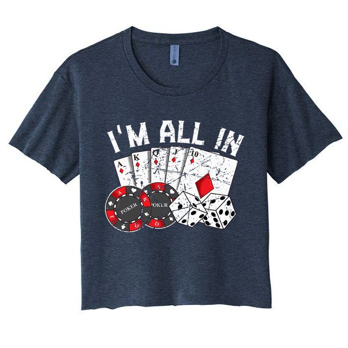 Poker Player Gamble Casino Card Bet Texas Hold Em I'm All In Premium Women's Crop Top Tee