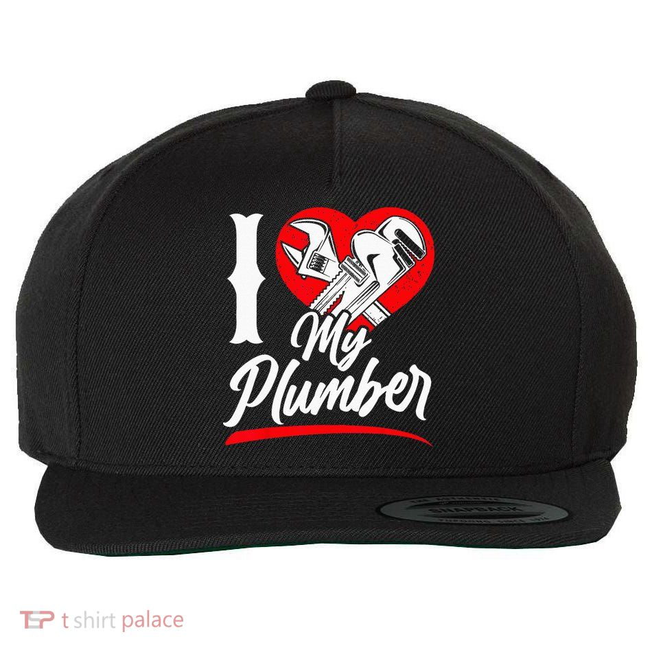 Plumbing Plumber Girlfriend Wife Heart I Love My Plumber Wool Snapback Cap