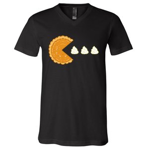 Pumpkin Pie Gamer Thanksgiving V-Neck T-Shirt