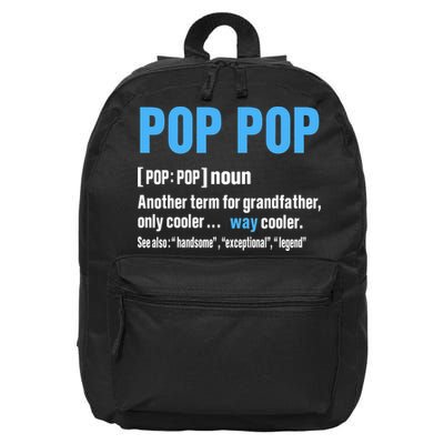 Pop Pop Grandpa Fathers Day PopPop 16 in Basic Backpack