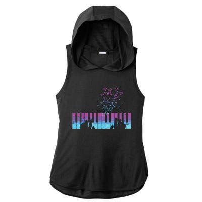 Piano Player Gift Hands Piano Keyboard Musician Ladies PosiCharge Tri-Blend Wicking Draft Hoodie Tank