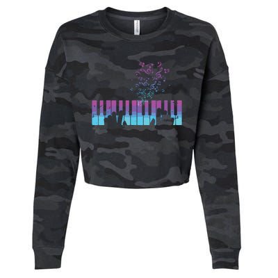 Piano Player Gift Hands Piano Keyboard Musician Cropped Pullover Crew