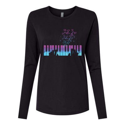 Piano Player Gift Hands Piano Keyboard Musician Womens Cotton Relaxed Long Sleeve T-Shirt