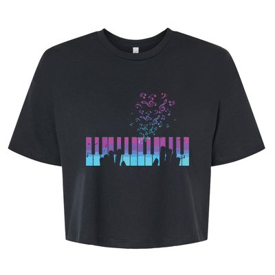 Piano Player Gift Hands Piano Keyboard Musician Bella+Canvas Jersey Crop Tee