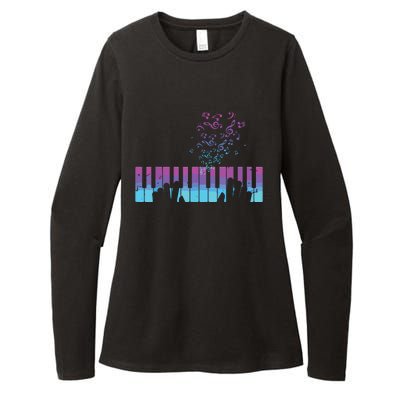 Piano Player Gift Hands Piano Keyboard Musician Womens CVC Long Sleeve Shirt