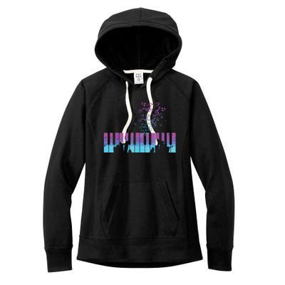 Piano Player Gift Hands Piano Keyboard Musician Women's Fleece Hoodie